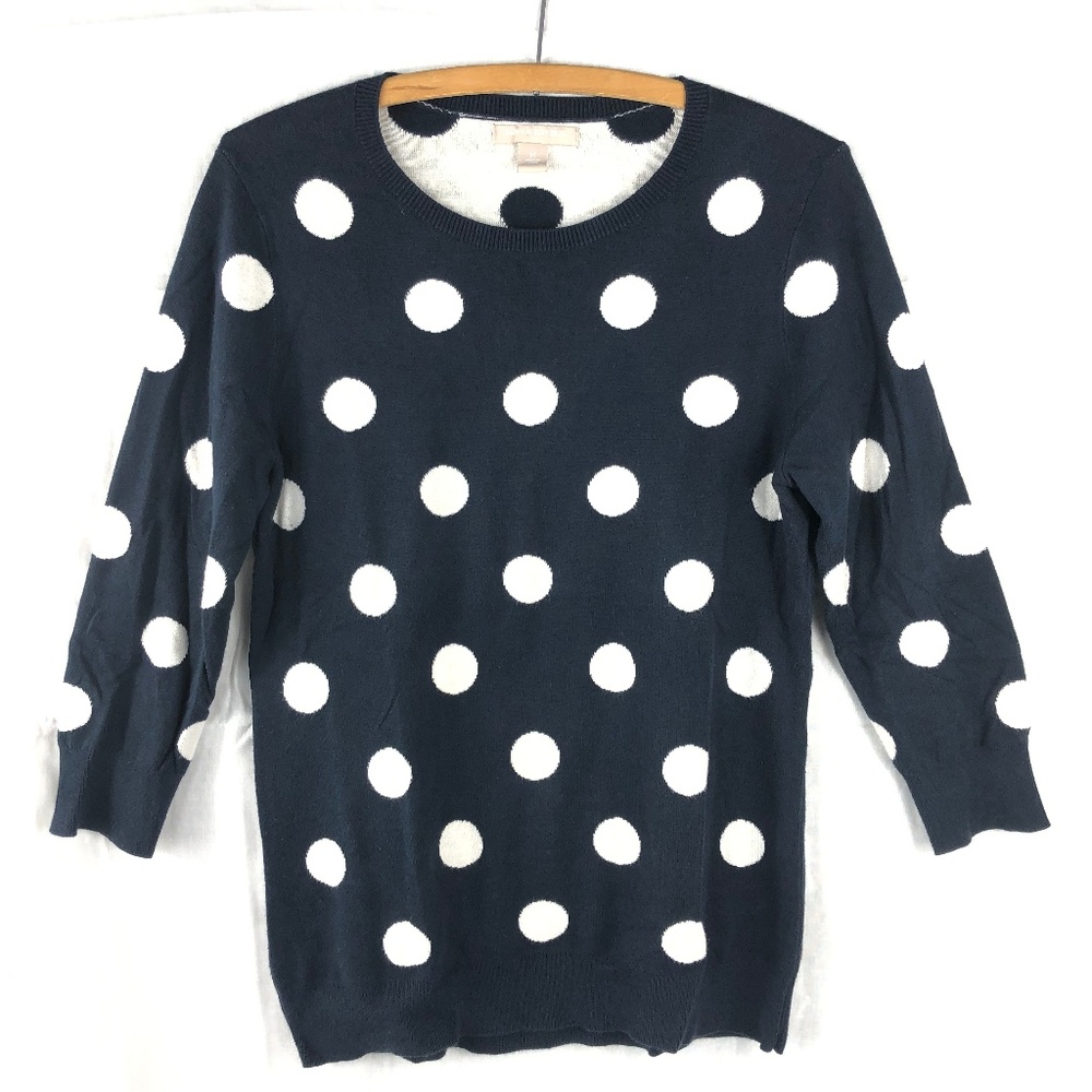 Banana Republic 3/4 sleeve polka dot crew sweater